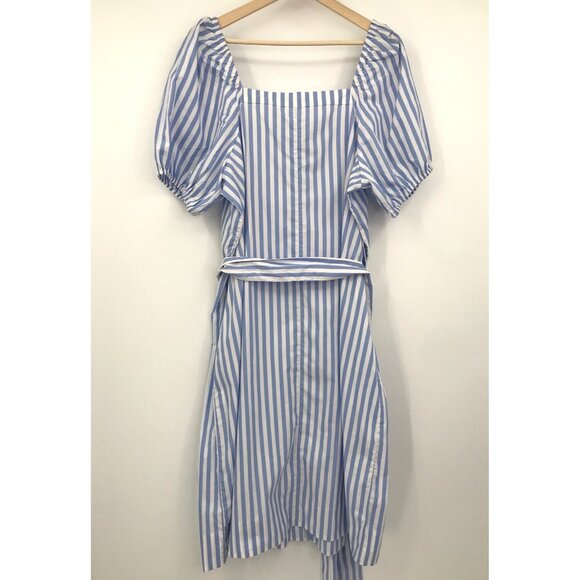 J. Crew Cottage Striped Cotton Button Front Midi Dress Blue White XXL NEW - Picture 8 of 8